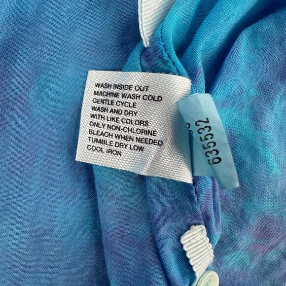 Gap Womens Cotton Silk Blend Blue Tie-Dye Sleeveless Empire Waist Dress Size S - Picture 9 of 11